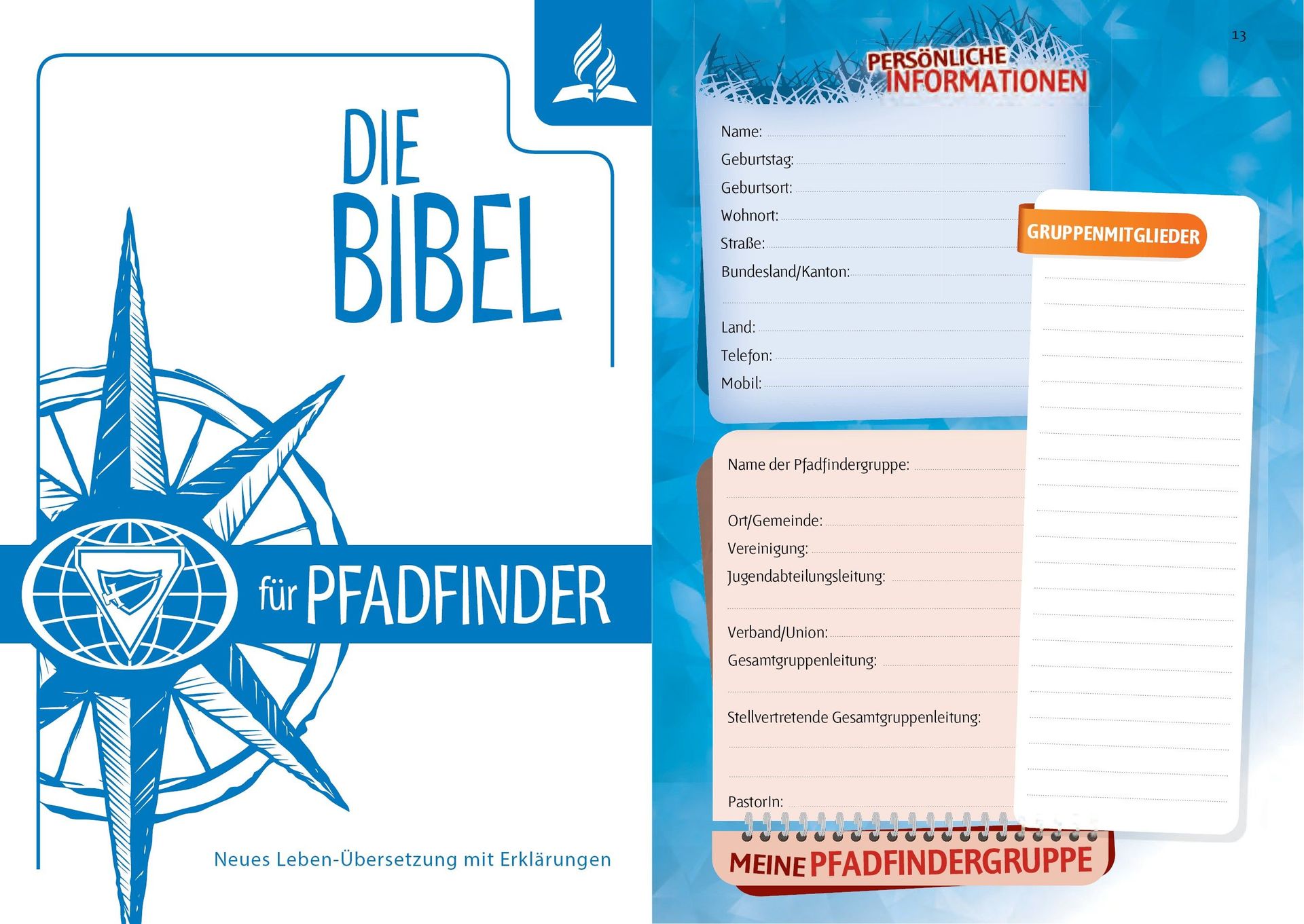 Advent-Verlag GmbH-Bibel, Neues Leben, Pfadfinder, Taschen, türkis-orange_2921801_3 Advent-Verlag GmbH-Bibel, Neues Leben, Pfadfinder, Taschen, türkis-orange_2921801_